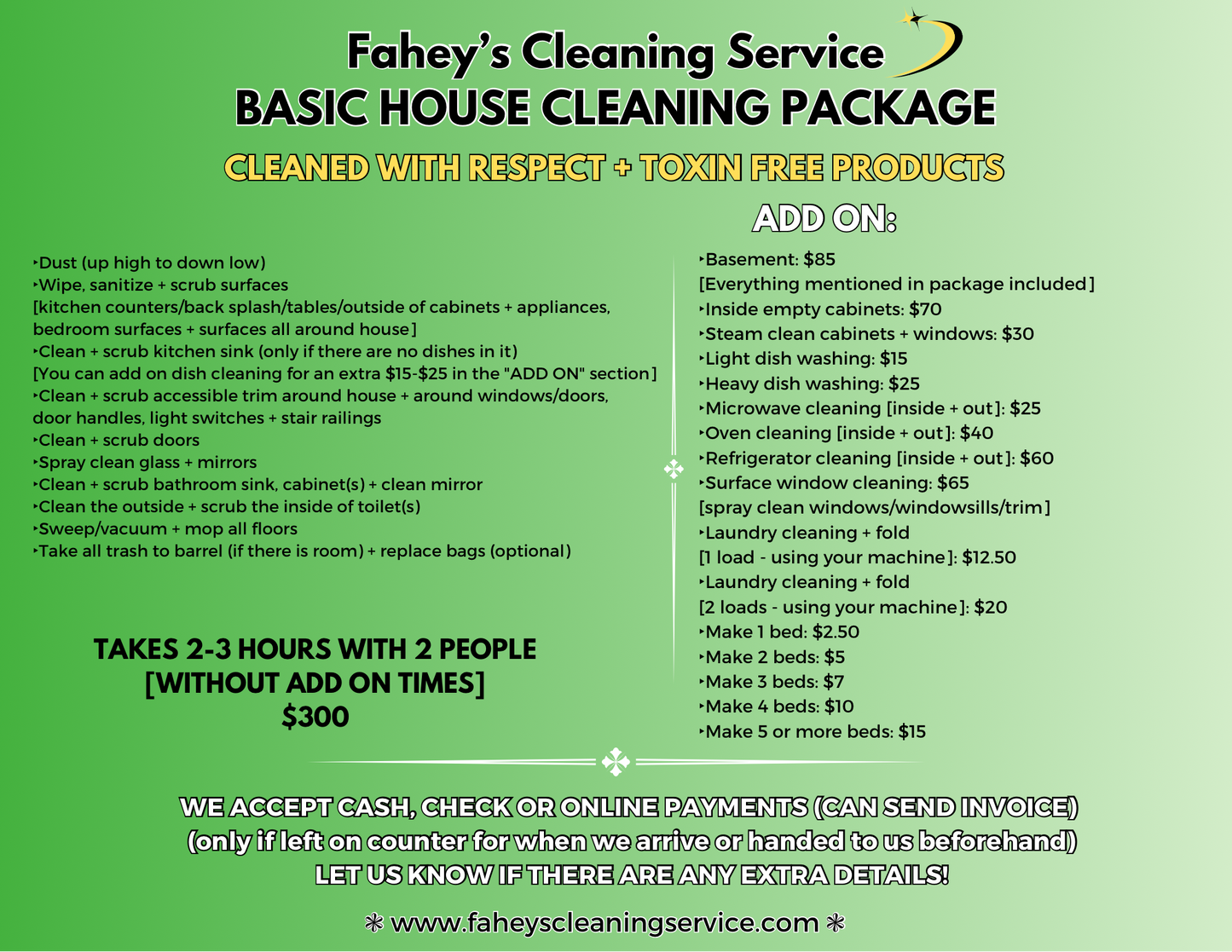 BASIC HOUSE CLEANING PACKAGE